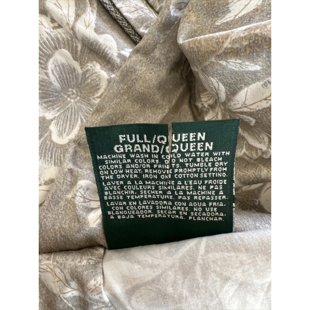 Ralph Lauren Odeon Floral Silver Gray Full Queen Sateen Duvet Cover New Vintage